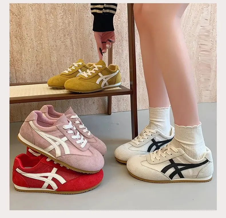 Genuine Leather Mesh Forrest Gump Shoes for Women 2025 Spring and Summer New Round Toe Breathable Thick Sole Versatile Jogging Casual Sports Shoes Trend — feature 10