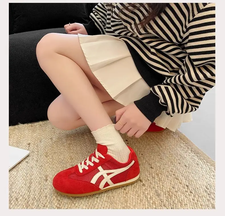 Genuine Leather Mesh Forrest Gump Shoes for Women 2025 Spring and Summer New Round Toe Breathable Thick Sole Versatile Jogging Casual Sports Shoes Trend — feature 11