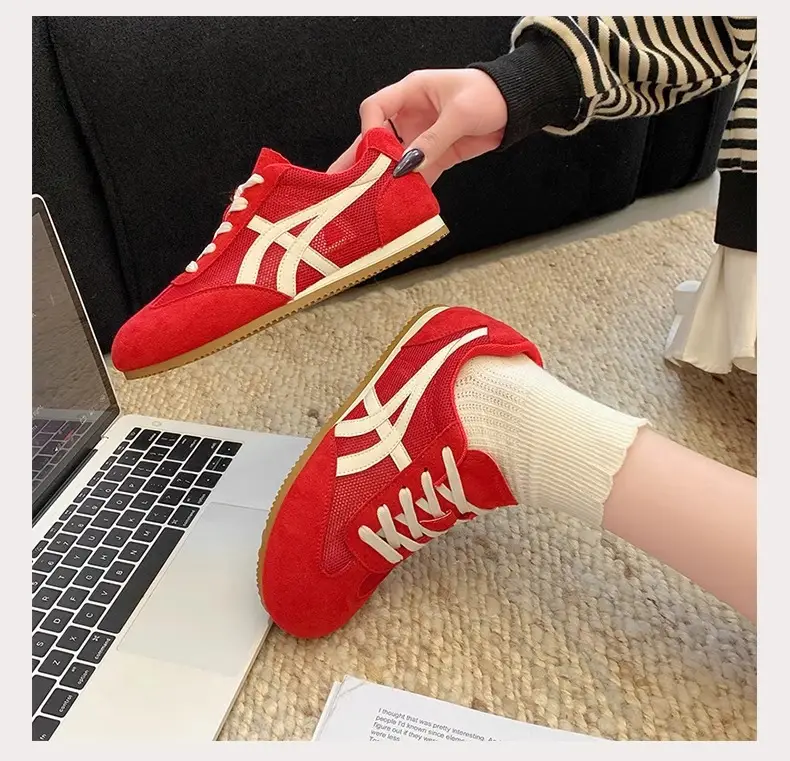 Genuine Leather Mesh Forrest Gump Shoes for Women 2025 Spring and Summer New Round Toe Breathable Thick Sole Versatile Jogging Casual Sports Shoes Trend — feature 12