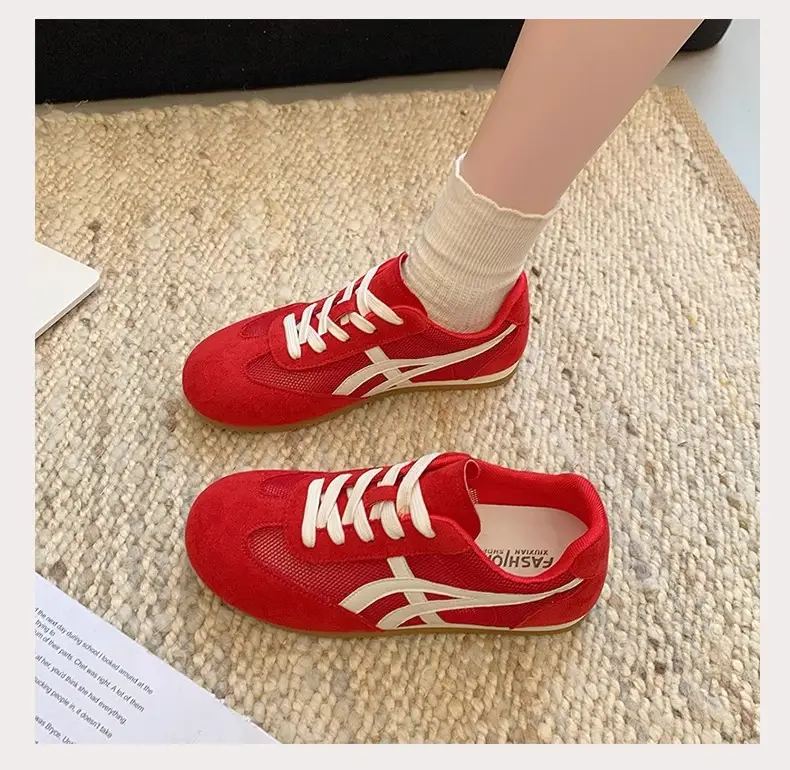 Genuine Leather Mesh Forrest Gump Shoes for Women 2025 Spring and Summer New Round Toe Breathable Thick Sole Versatile Jogging Casual Sports Shoes Trend — feature 13