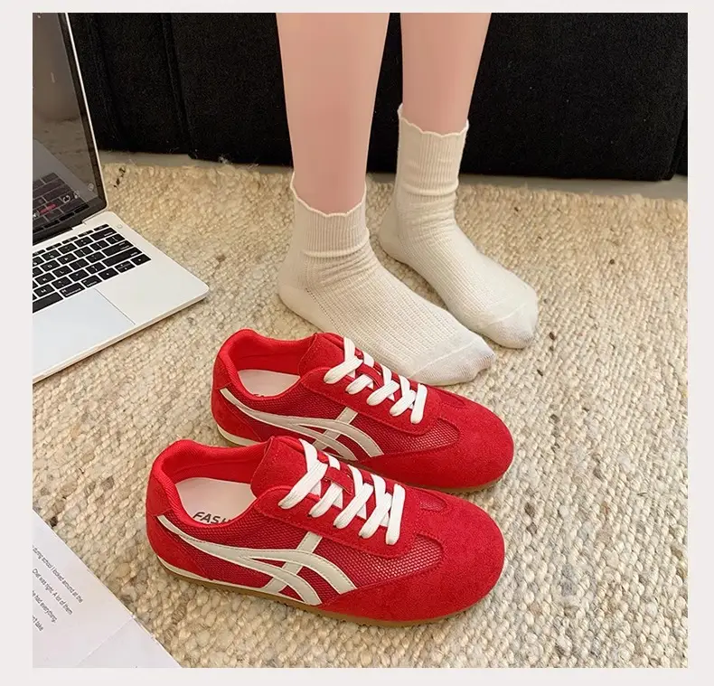 Genuine Leather Mesh Forrest Gump Shoes for Women 2025 Spring and Summer New Round Toe Breathable Thick Sole Versatile Jogging Casual Sports Shoes Trend — feature 14
