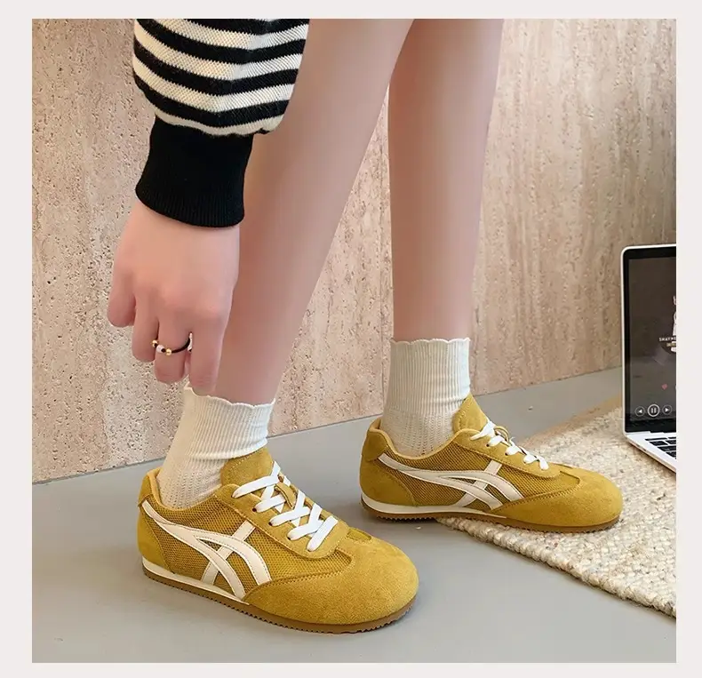 Genuine Leather Mesh Forrest Gump Shoes for Women 2025 Spring and Summer New Round Toe Breathable Thick Sole Versatile Jogging Casual Sports Shoes Trend — feature 15