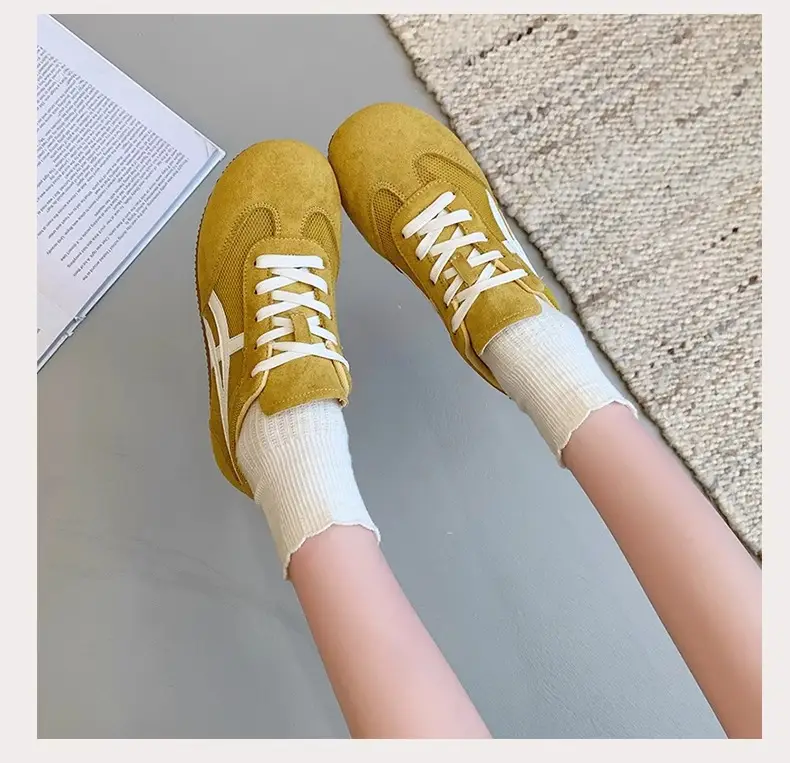 Genuine Leather Mesh Forrest Gump Shoes for Women 2025 Spring and Summer New Round Toe Breathable Thick Sole Versatile Jogging Casual Sports Shoes Trend — feature 17