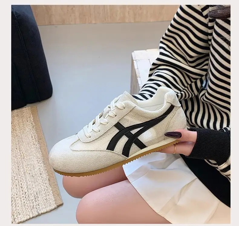 Genuine Leather Mesh Forrest Gump Shoes for Women 2025 Spring and Summer New Round Toe Breathable Thick Sole Versatile Jogging Casual Sports Shoes Trend — feature 18