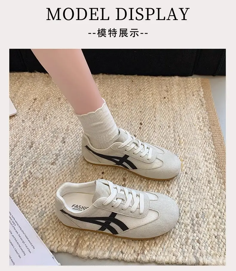 Genuine Leather Mesh Forrest Gump Shoes for Women 2025 Spring and Summer New Round Toe Breathable Thick Sole Versatile Jogging Casual Sports Shoes Trend — feature 5