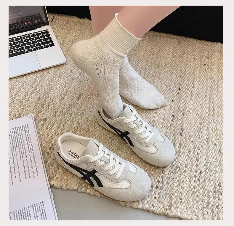 Genuine Leather Mesh Forrest Gump Shoes for Women 2025 Spring and Summer New Round Toe Breathable Thick Sole Versatile Jogging Casual Sports Shoes Trend — feature 7