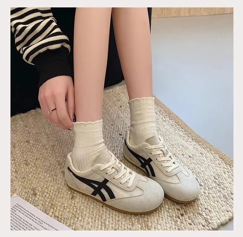 Genuine Leather Mesh Forrest Gump Shoes for Women 2025 Spring and Summer New Round Toe Breathable Thick Sole Versatile Jogging Casual Sports Shoes Trend — feature 9