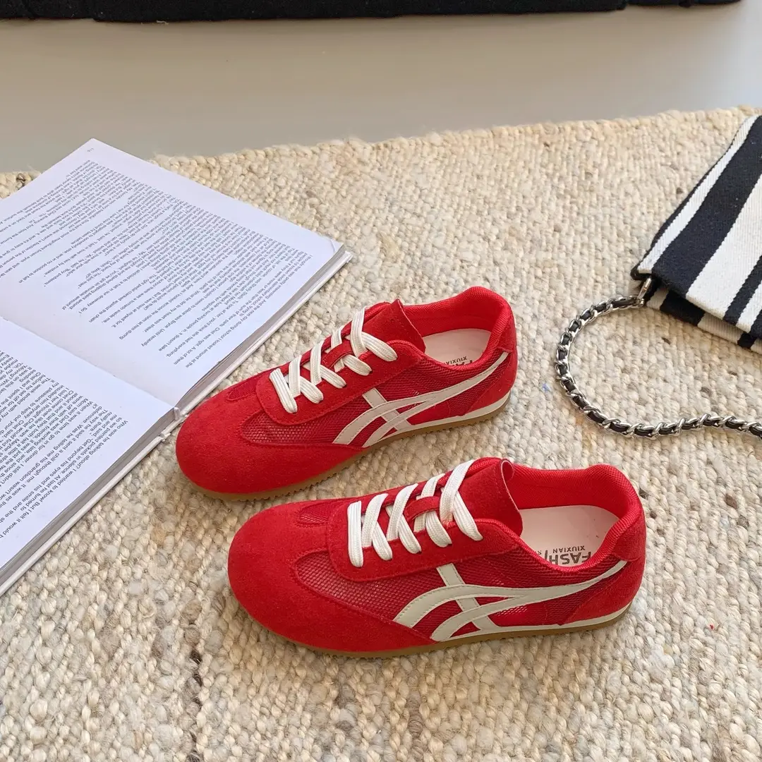 Genuine Leather Mesh Forrest Gump Shoes for Women 2025 Spring and Summer New Round Toe Breathable Thick Sole Versatile Jogging Casual Sports Shoes Trend - Image 3