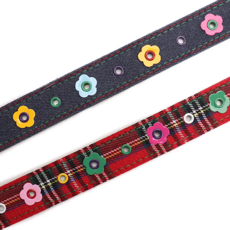 Women's Red Plaid Eyelet Flower Belt for Y2K Style - Image 6