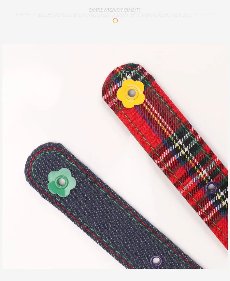 Women's Red Plaid Eyelet Flower Belt for Y2K Style — feature 23