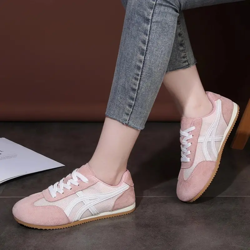 Genuine Leather Mesh German Training Shoes for Women 2025 Spring and Summer New Thick-Soled Round-Toe Comfortable and Versatile Casual Sports Forrest Gump Shoes Trend - Image 9