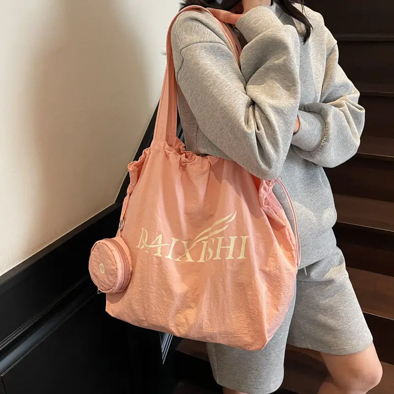 Elegant Drawstring Shoulder Bag Women 2025 Beige - Image 8