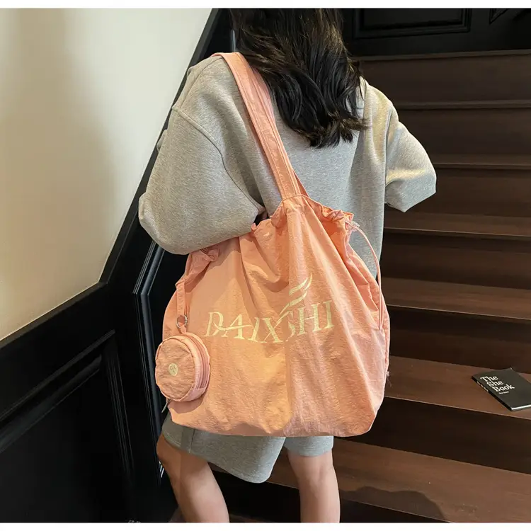 Elegant Drawstring Shoulder Bag Women 2025 Beige — feature 12