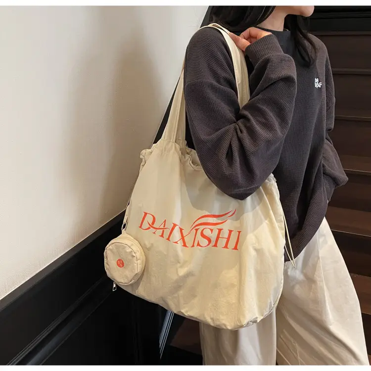 Elegant Drawstring Shoulder Bag Women 2025 Beige — feature 15