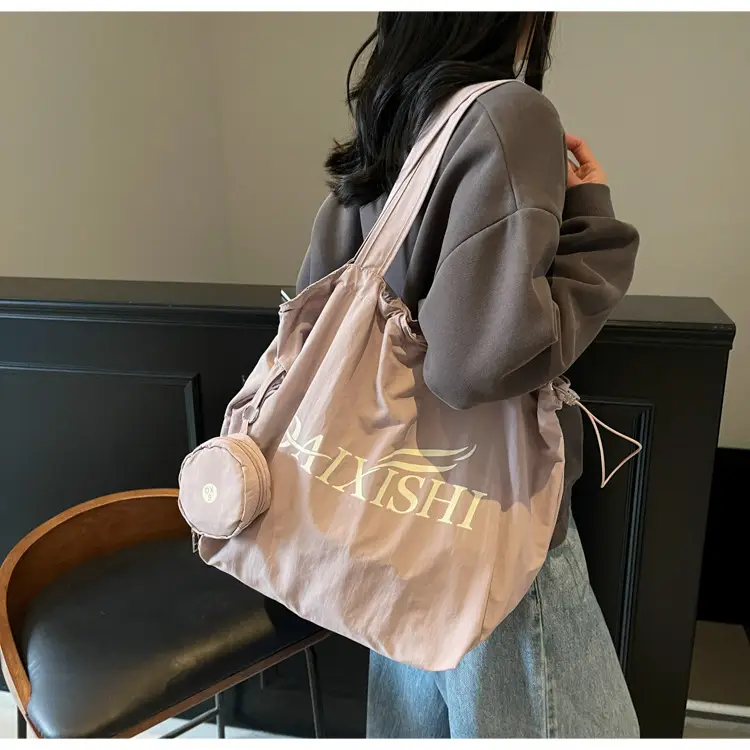 Elegant Drawstring Shoulder Bag Women 2025 Beige — feature 20