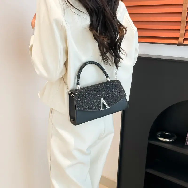 White Sparkly Square Crossbody Bag for Women