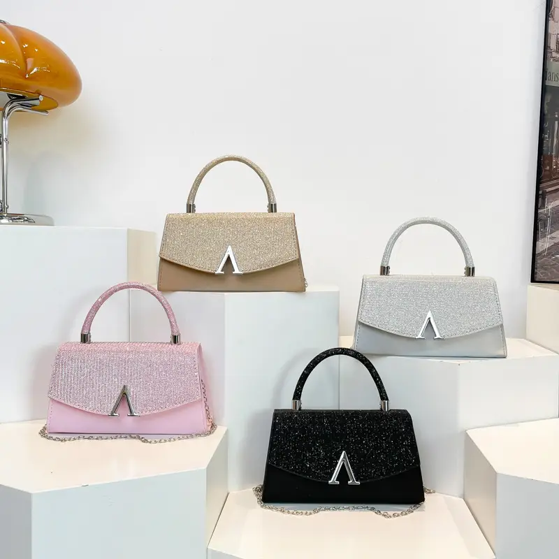 White Sparkly Square Crossbody Bag for Women