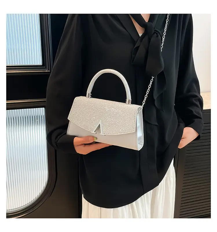 White Sparkly Square Crossbody Bag for Women — feature 10