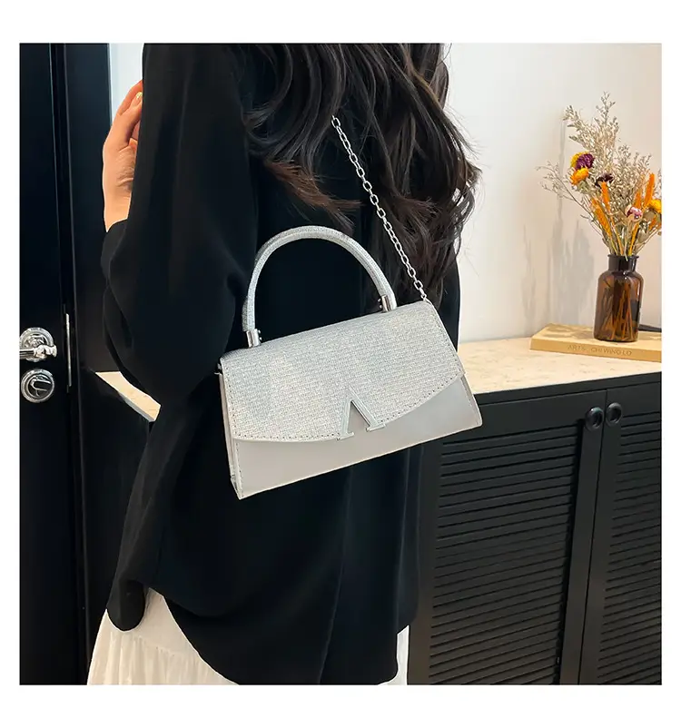 White Sparkly Square Crossbody Bag for Women — feature 11