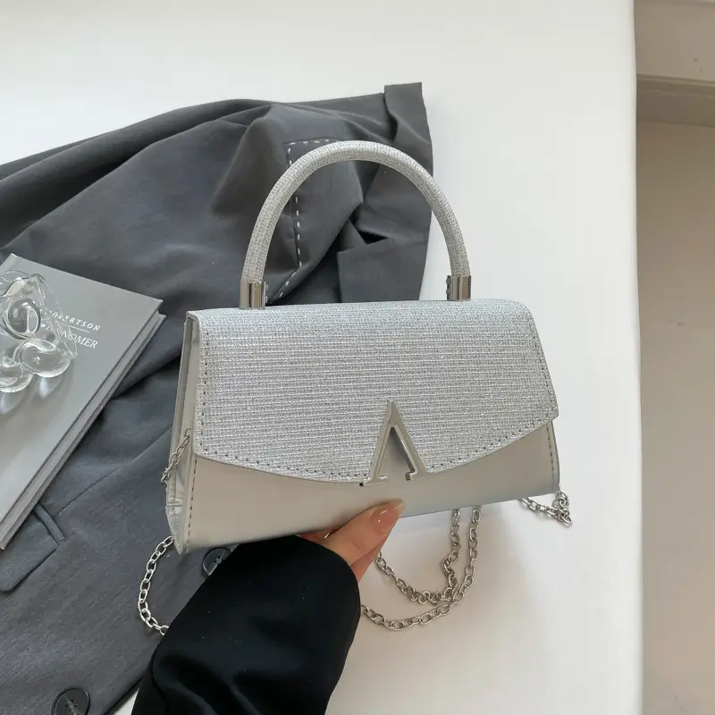 White Sparkly Square Crossbody Bag for Women