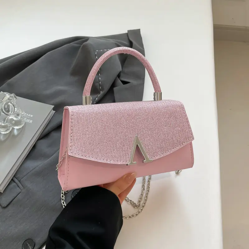 White Sparkly Square Crossbody Bag for Women