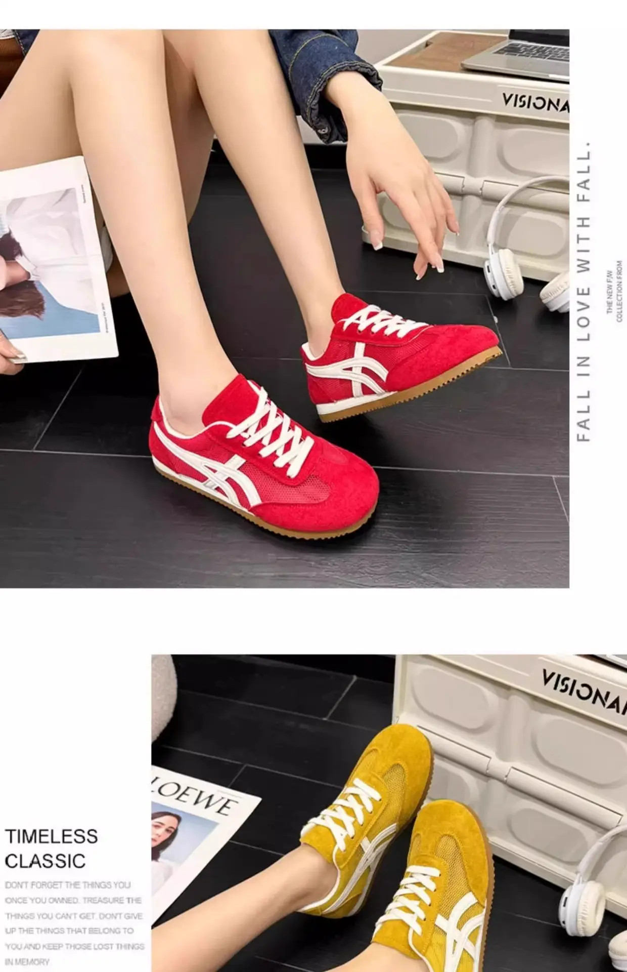 Women Retro Training Shoes Yellow White Mesh 2025 — feature 16
