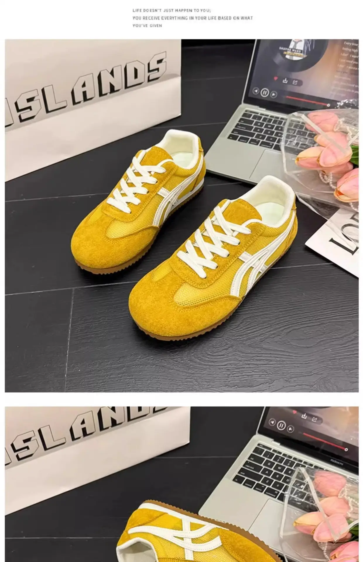 Women Retro Training Shoes Yellow White Mesh 2025 — feature 7