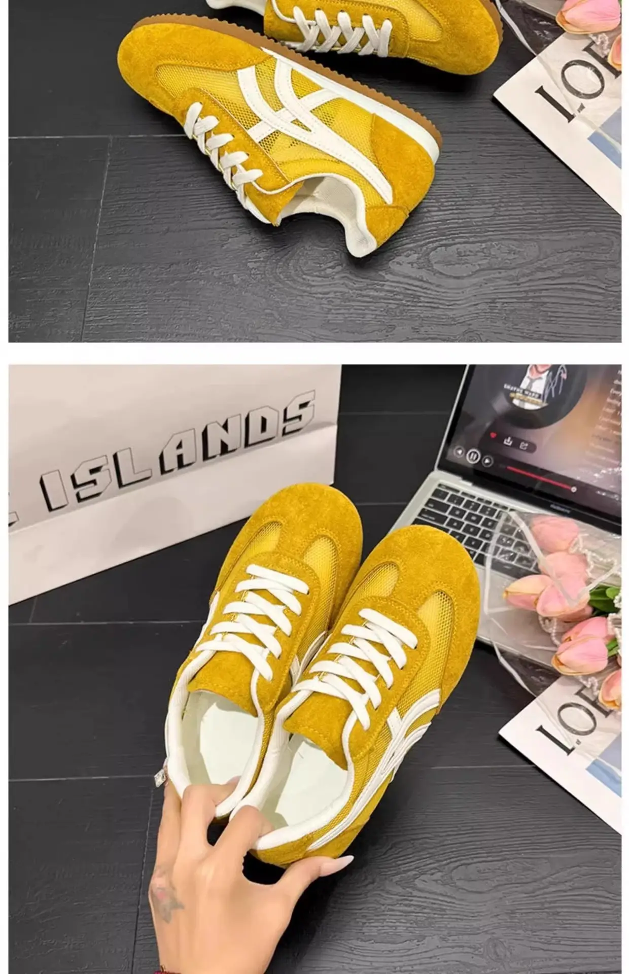 Women Retro Training Shoes Yellow White Mesh 2025 — feature 8