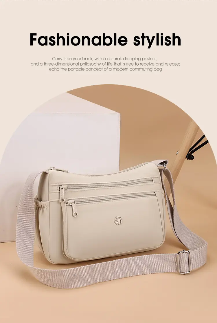 Multi-Compartment Crossbody Bag for Women, Lightweight Nylon Travel Bag — feature 11