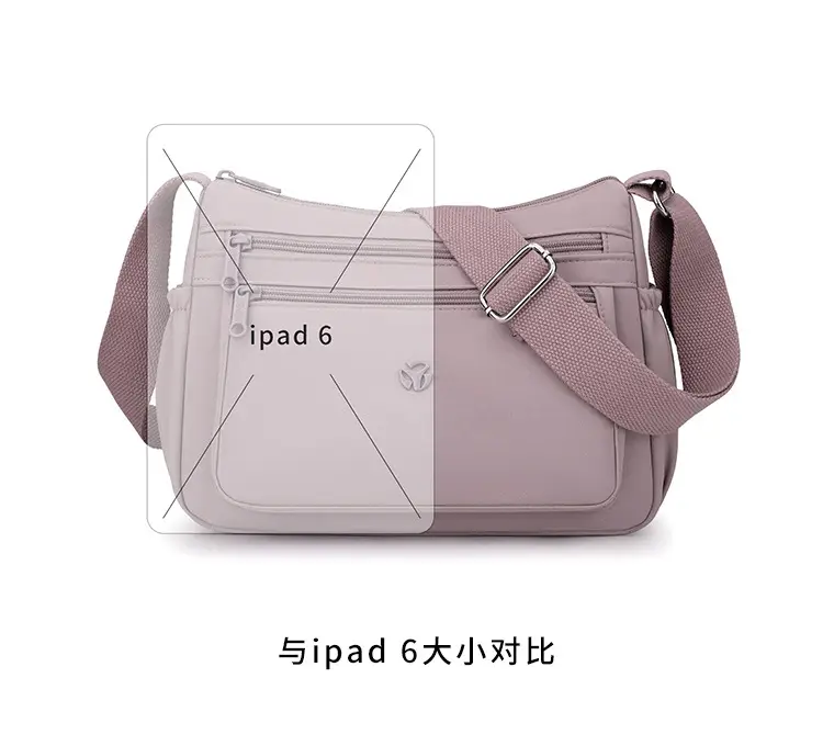 Multi-Compartment Crossbody Bag for Women, Lightweight Nylon Travel Bag — feature 12