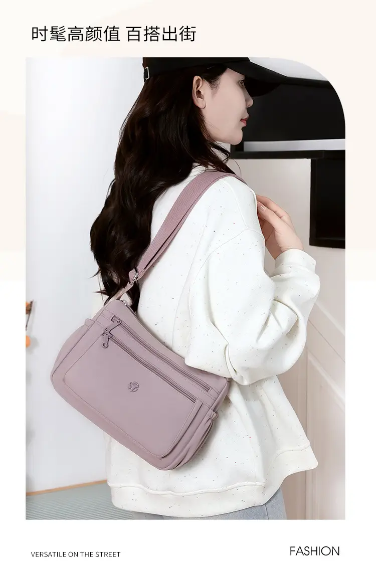 Multi-Compartment Crossbody Bag for Women, Lightweight Nylon Travel Bag — feature 20