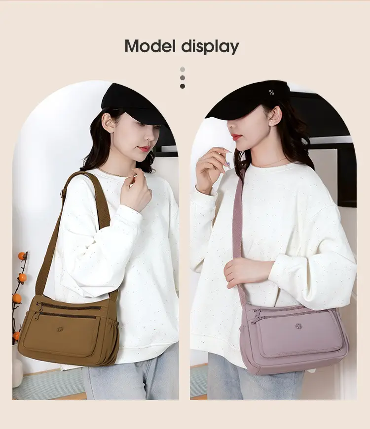 Multi-Compartment Crossbody Bag for Women, Lightweight Nylon Travel Bag — feature 22