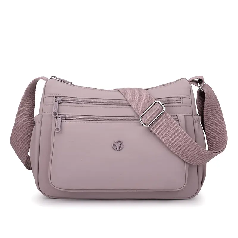 Multi-Compartment Crossbody Bag for Women, Lightweight Nylon Travel Bag