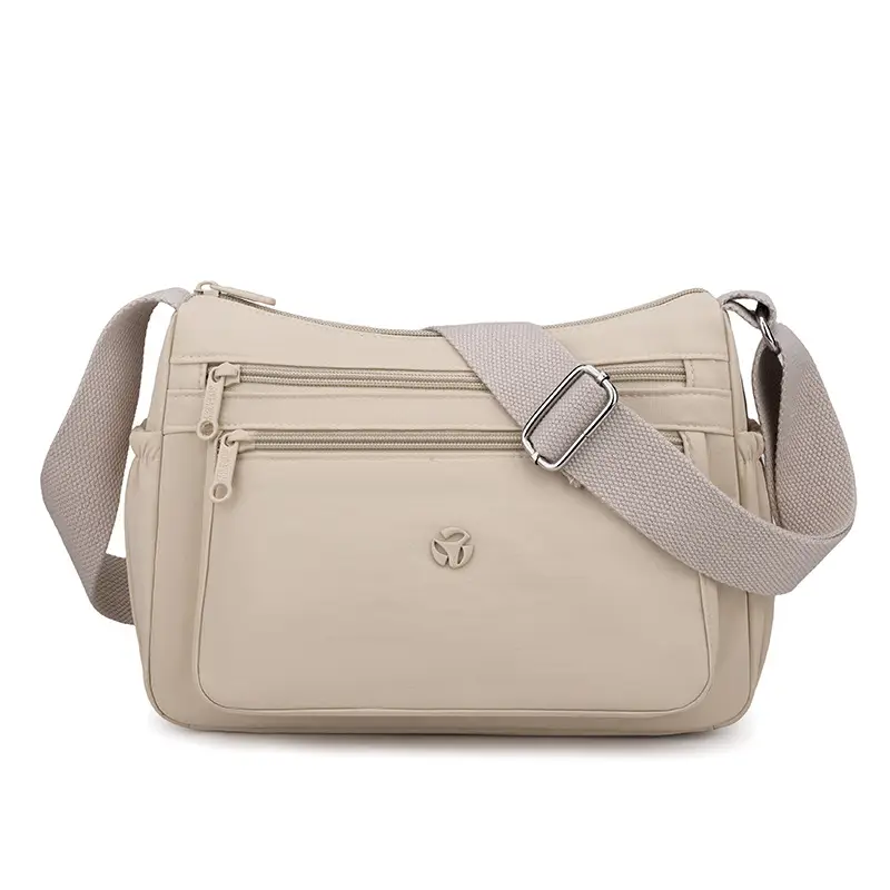 Multi-Compartment Crossbody Bag for Women, Lightweight Nylon Travel Bag