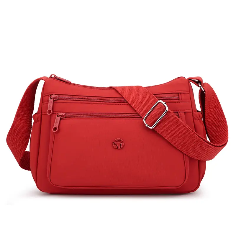 Multi-Compartment Crossbody Bag for Women, Lightweight Nylon Travel Bag