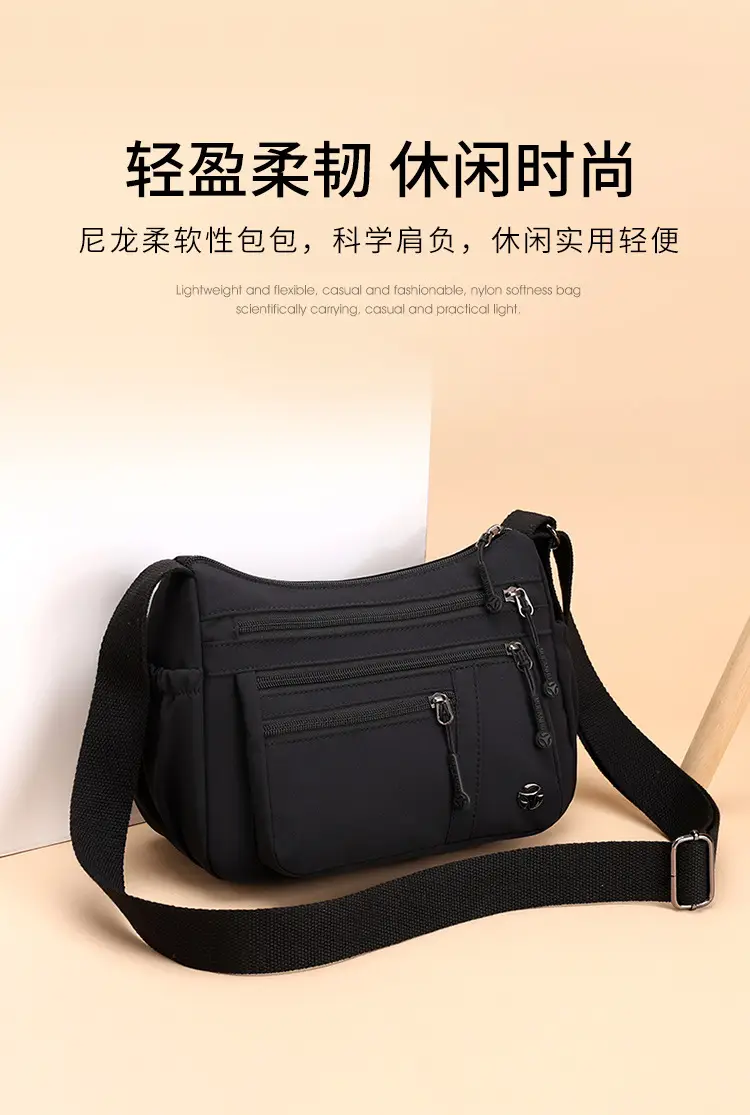 Women's Orange Crossbody Shoulder Bag with 5 Compartments — feature 1