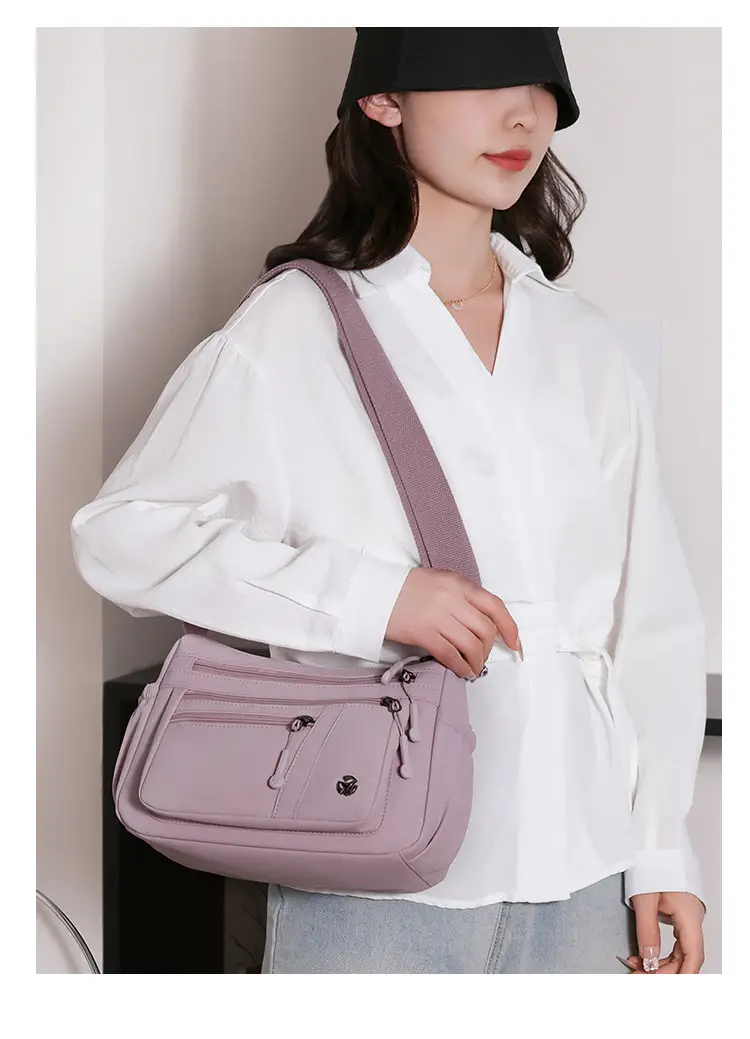 Women's Orange Crossbody Shoulder Bag with 5 Compartments — feature 22