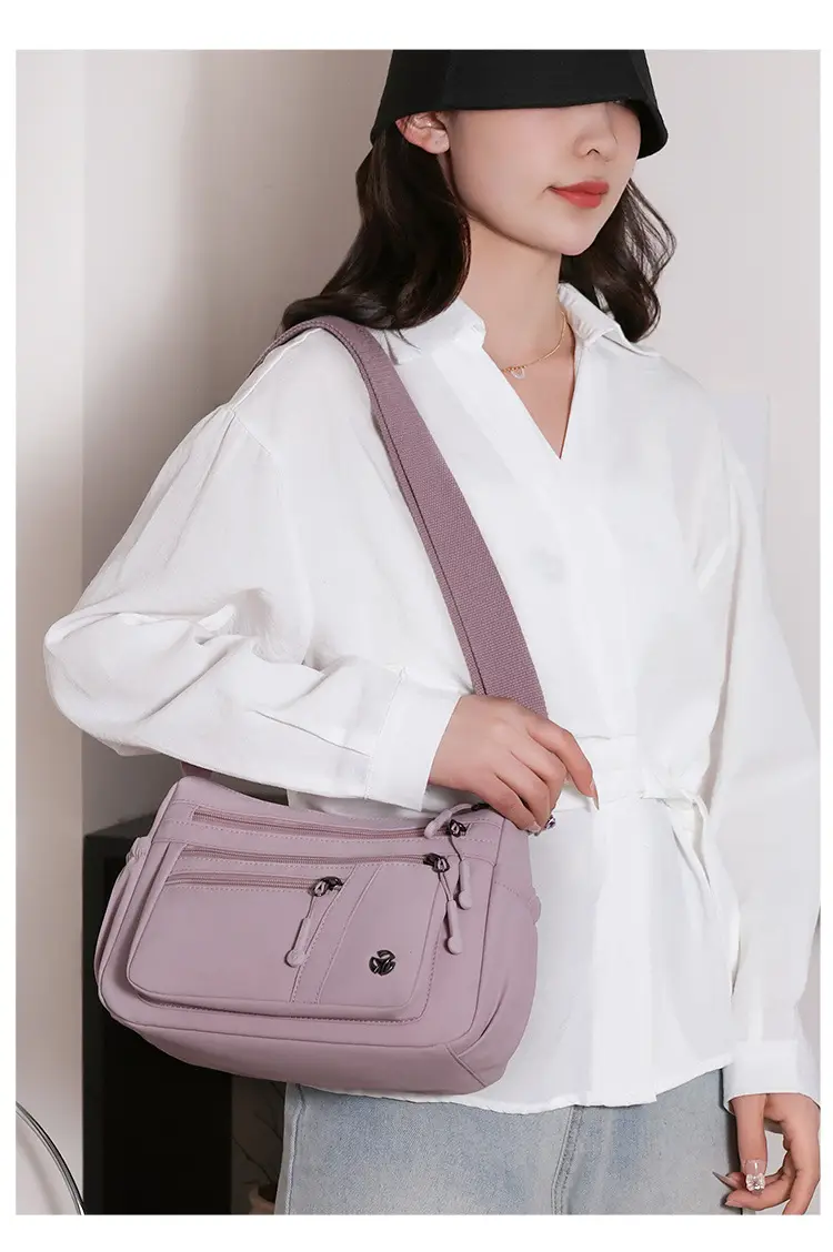 Women's Orange Crossbody Shoulder Bag with 5 Compartments — feature 26