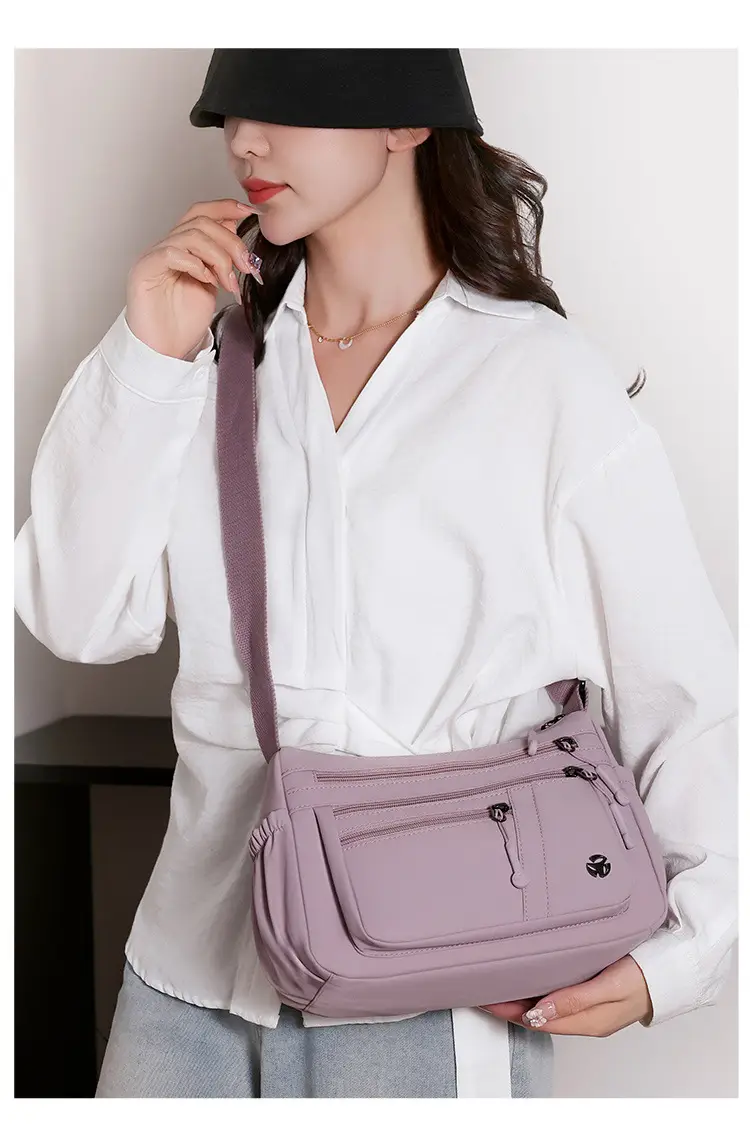 Women's Orange Crossbody Shoulder Bag with 5 Compartments — feature 27
