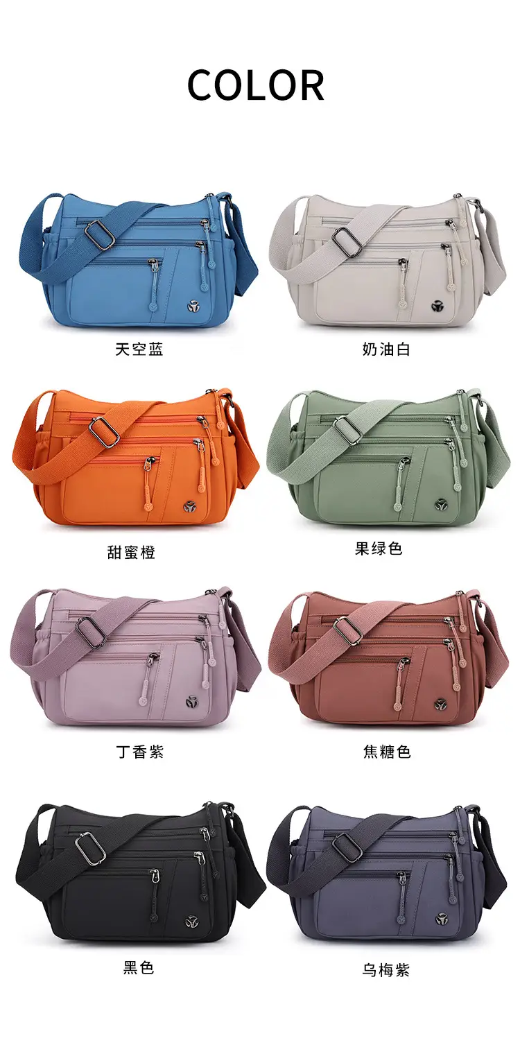 Women's Orange Crossbody Shoulder Bag with 5 Compartments — feature 3