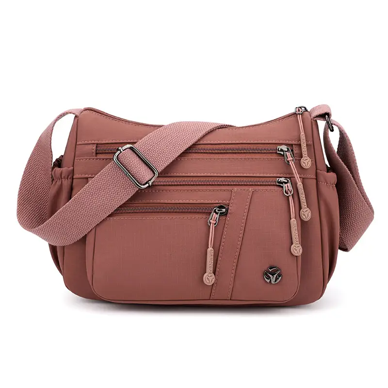 Women's Orange Crossbody Shoulder Bag with 5 Compartments - Image 6