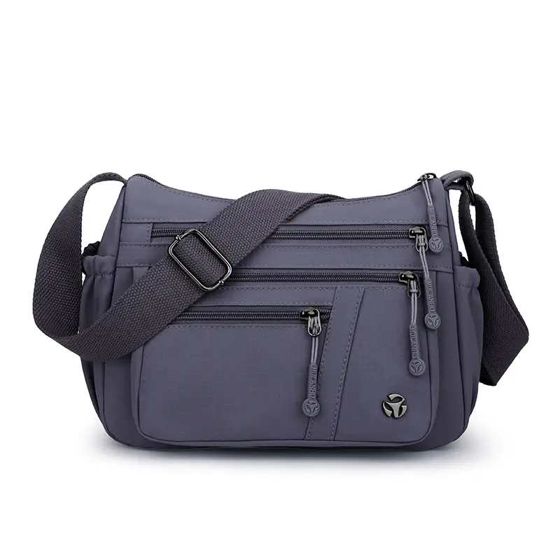Women's Orange Crossbody Shoulder Bag with 5 Compartments - Image 8