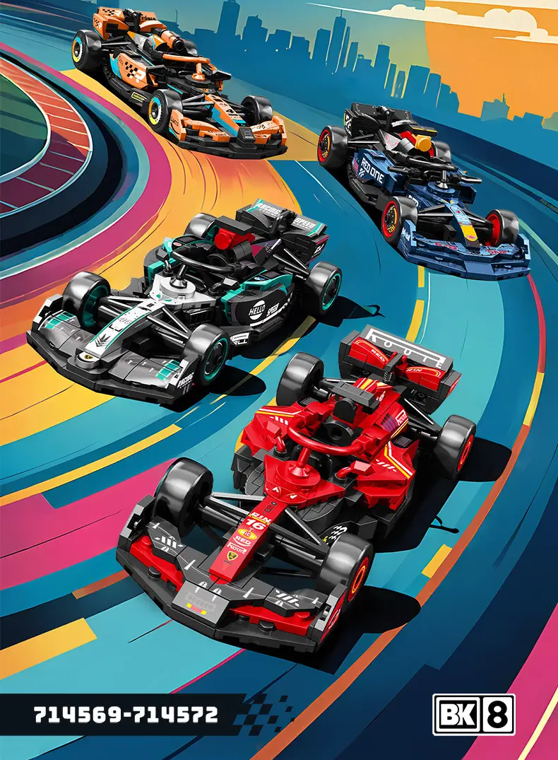 Senbao Formula F1 Racing Car 714569 Assembled sports car Car Model Children Boys Assembled Building Blocks Small Toys — feature 2