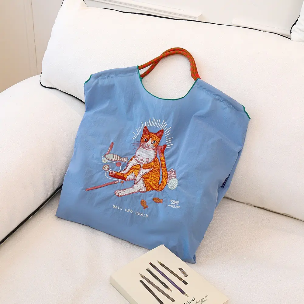 Cross-Border Cat Embroidered Tote Bag Set of 4 - Image 10