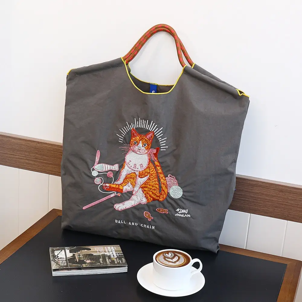 Cross-Border Cat Embroidered Tote Bag Set of 4 - Image 11