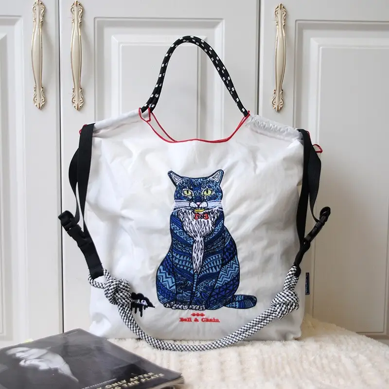 Cross-Border Cat Embroidered Tote Bag Set of 4 - Image 12