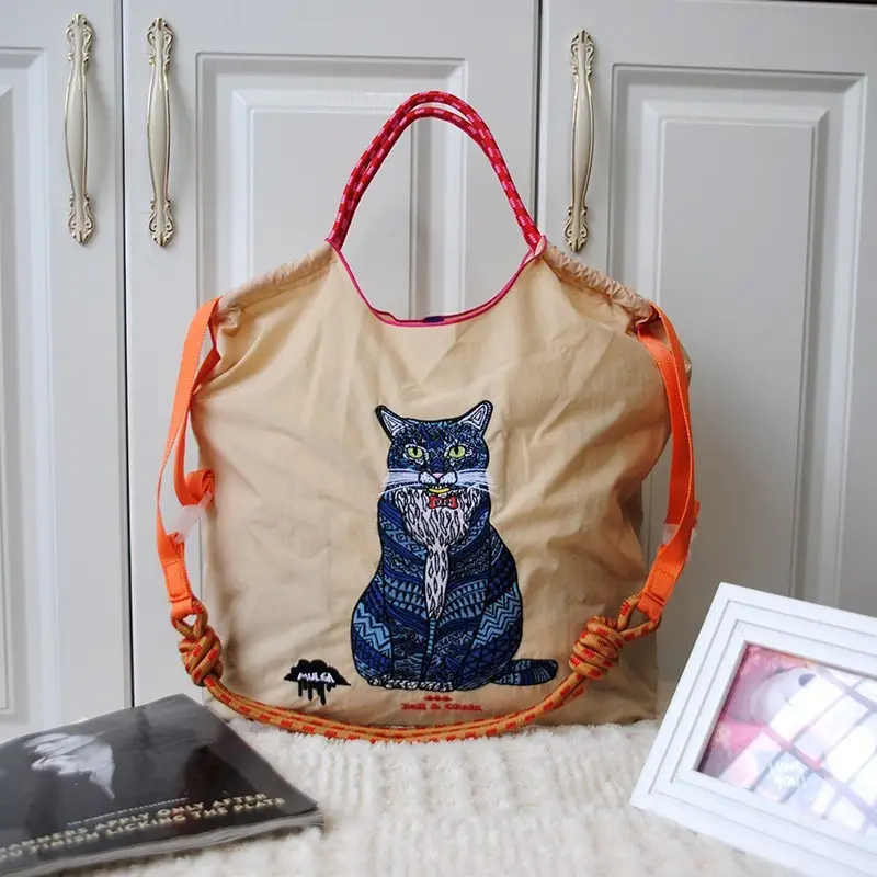 Cross-Border Cat Embroidered Tote Bag Set of 4 - Image 13