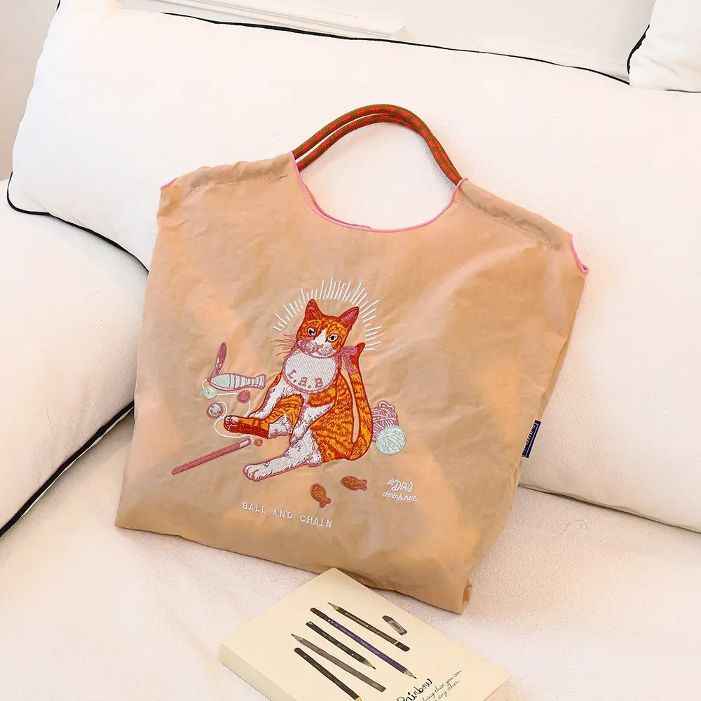 Cross-Border Cat Embroidered Tote Bag Set of 4 - Image 9
