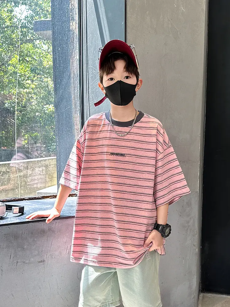 Summer Boys Striped T-Shirt Half Sleeve Cool Teen - Image 3