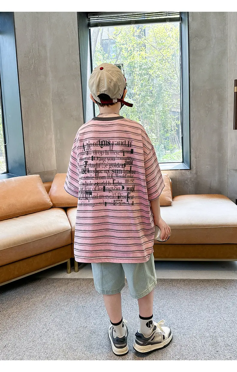 Summer Boys Striped T-Shirt Half Sleeve Cool Teen — feature 16
